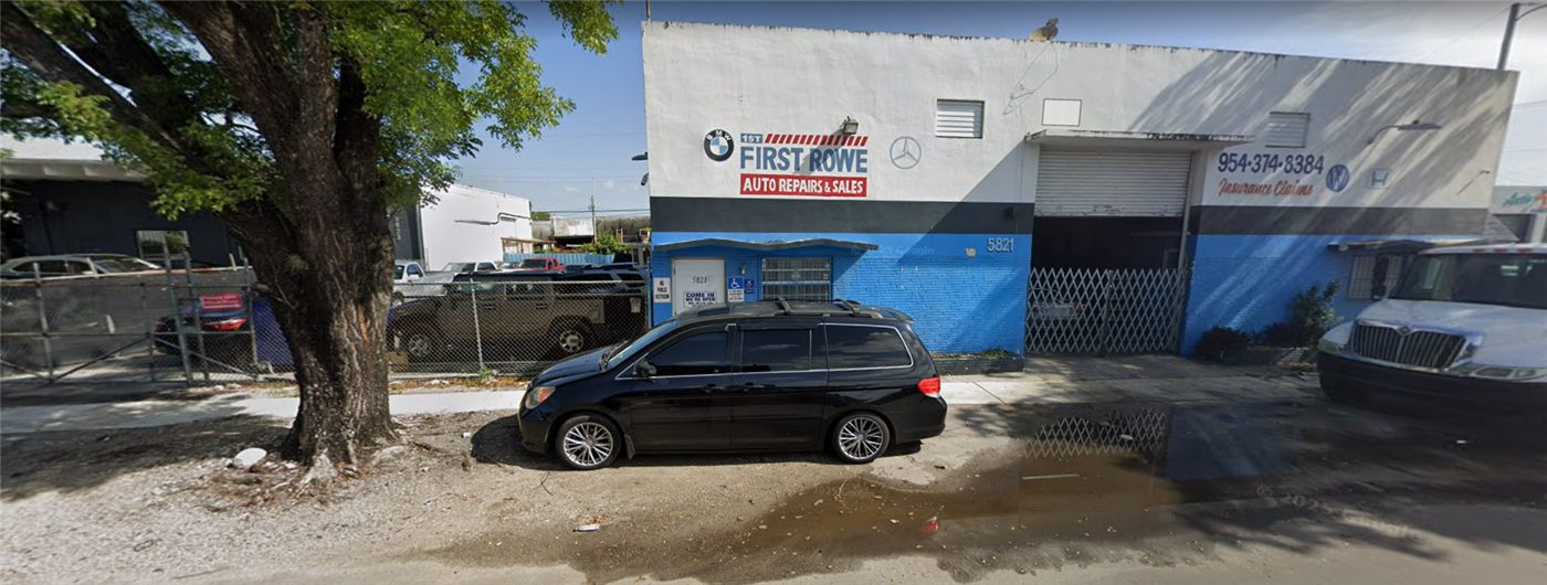 First Rowe Auto Repairs & Sales shop at 5821 Rodman Street, Hollywood FL
